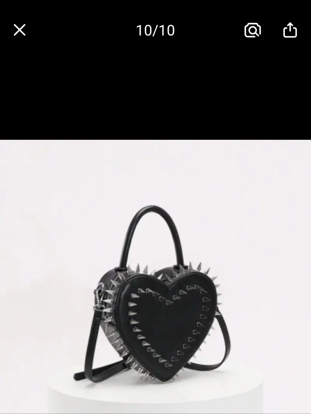 Spiked Black Heart Studded Backpack Bag - Women
